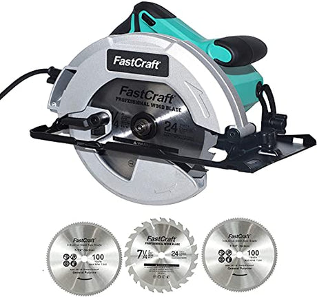 Circular Saw + 3pc 7.25" Blades 21A PEAK GUARANTEED POWER Electric Circular Saw All Industrial & PRO Grade - FastCraft Brand at Costco Fast Craft