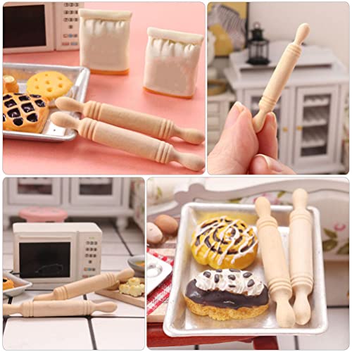 10pcs Wooden Miniature Rolling Pin Doll House Rolling Pole Rolling Pin Models Wood Handle Rolling Pin Mini House Props for Crafts, Doll Houses… - WoodArtSupply