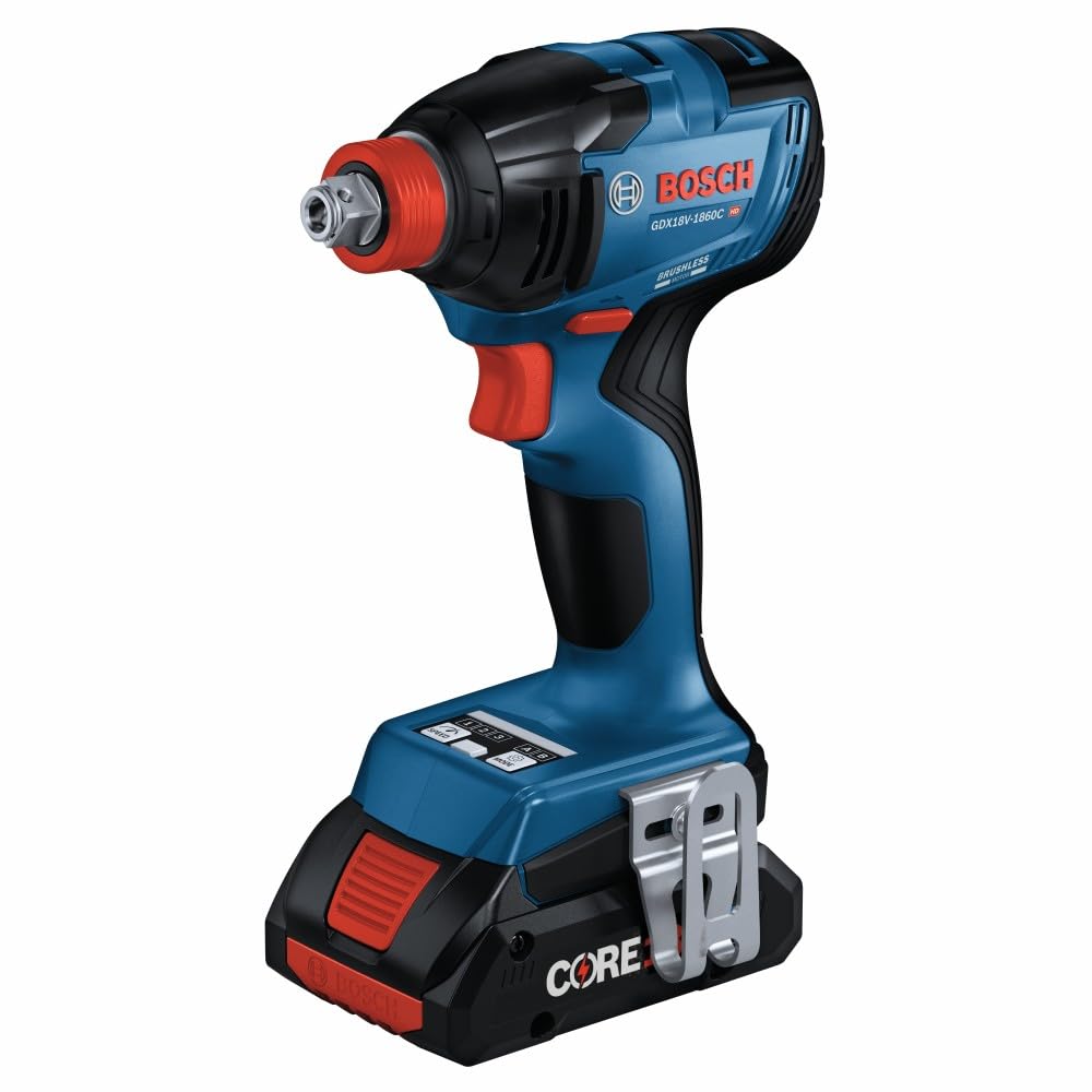 BOSCH GDX18V-1860CB15 18V Connected-Ready Two-In-One 1/4 In. and 1/2 In. Bit/Socket Impact Driver/Wrench Kit with (1) CORE18V 4 Ah Advanced Power - WoodArtSupply