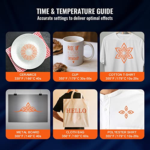 VEVOR Heat Press Machine, 12 x 15 Inch, 5 in 1 Combo Swing Away T-Shirt Sublimation Transfer Printer with Teflon Coated, Mug/Hat/Plate Accessories VEVOR