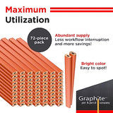 GRAPHITE Hard Lead Carpenter Pencils Bulk - (72) Pieces Lumber Wooden Pencil #2 (HB) - Neon Orange - WoodArtSupply