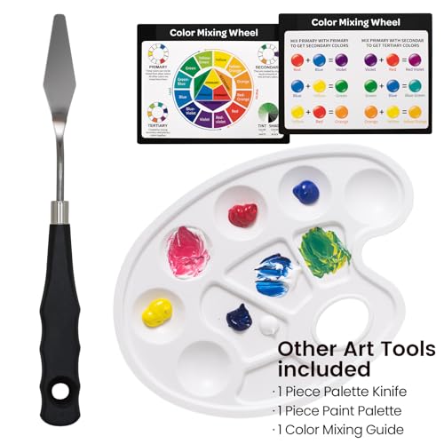 MERRIY 29-Piece Acrylic Paint Set, Painting Supplies Kit with Tabletop Sketch Box Easel, 12 Colors Acrylic Paints,10"x 12" Stretched Canvas,Premium MERRIY