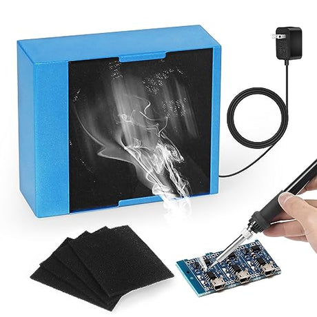 Solder Smoke Absorber Fume Extractor Remover Smoke Prevention Absorber, 12V Soldering Working Fan with 5 Carbon Filters for Soldering Station Toolour