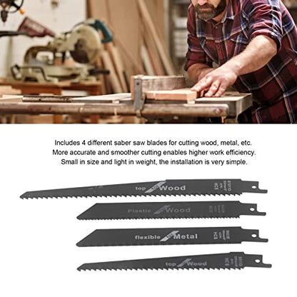 4Pcs Sabre Saw Blade Jigsaw Reciprocating Saw Blade Wood Sawing Blade Cutter Reciprocating Cutting Tool Set Kit for Wood Plastic Metal - WoodArtSupply