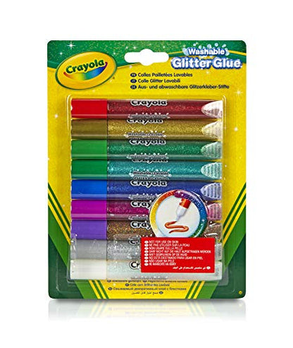 Crayola Washable Glitter Glue Pens, 9 Count, Colors may vary - WoodArtSupply