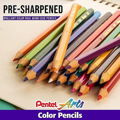 Pentel Arts Colored Pencils, Assorted Colors, Set of 24 Pentel