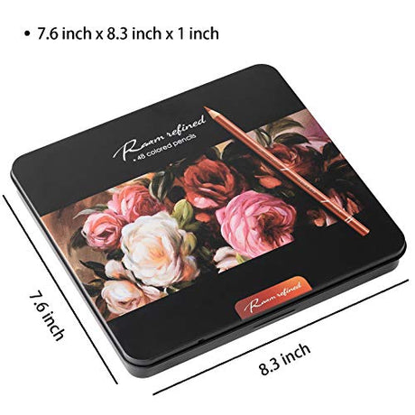 48 Premium Colored Pencils for Adult Coloring,Artist Soft Series Lead Cores with Vibrant Colors,Professional Oil Based Colored Pencils,Coloring RAAM REFINED