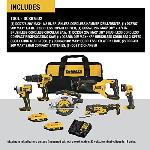 DEWALT 20V MAX* BRUSHLESS 6 Tool Kit (DCK675D2) - WoodArtSupply