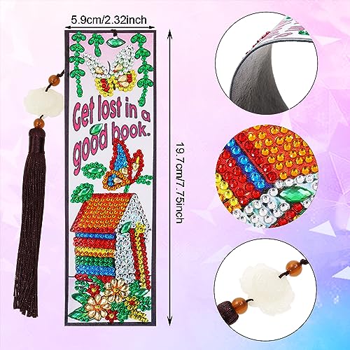 Diamond Painting Bookmarks Penta Angel PU Leather Resin Rhinestone Art Book Marker with Tassel Painting Tool Kit for Book Reader Adults Kids Home PENTA ANGEL