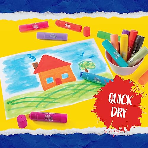 Idiy Tempera Paint Sticks (12 pack Neon Vibrant Colors)- Classroom School Supplies Arts & Crafts Projects, Draw & Paint on Wood, Paper, Ceramic, Idiy