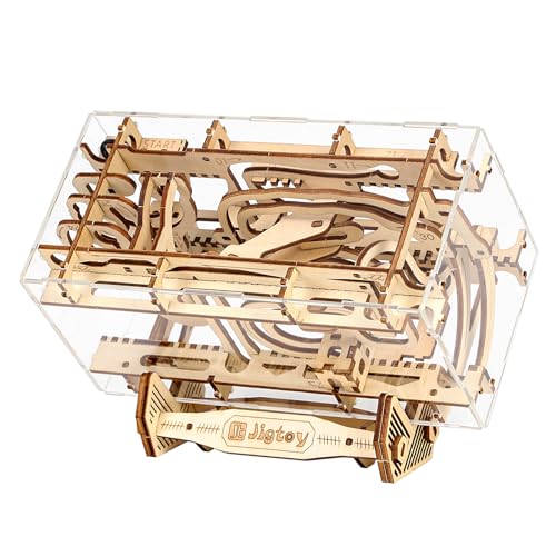 Wooden Gravity Maze Marble Run Puzzle by Jigtoy - 3D Fidget Toy for Adults and Teens - WoodArtSupply