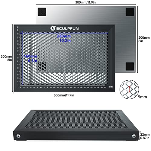 SCULPFUN Honeycomb Working Table 300x200x22mm, Laser Cutting Honeycomb Laser Bed for CO2 or Diode Laser Engraver and Cutting Machine, Laser Engraver - WoodArtSupply