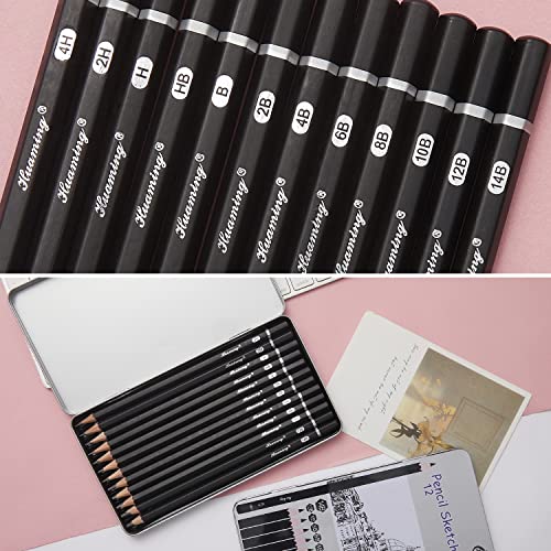 GETHPEN Sketch Pencils for Drawing,12 Pack Drawing Pencils, Graphite Pencils, Graphite Pencils for Drawing, Art Pencils for Drawing and Shading, GETHPEN