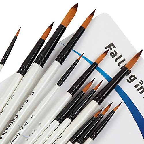 Falling in Art Paint Brushes Set, 12 PCS Nylon Professional Round Paint Brushes for Watercolor, Oil Painting, Acrylic, Face Body Nail Art, Crafts, Falling in Art