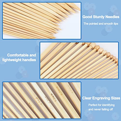 Mdoker Bamboo Knitting Needle Set with Case 36pcs Straight Single