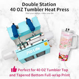 PYD Life 2 in 1 Dual 40 OZ Tumbler Heat Press Machine Double Station Combo Mug Heat Press Machine Mint Green for 40 OZ Tumbler Top and Tapered Bottom PYD Life