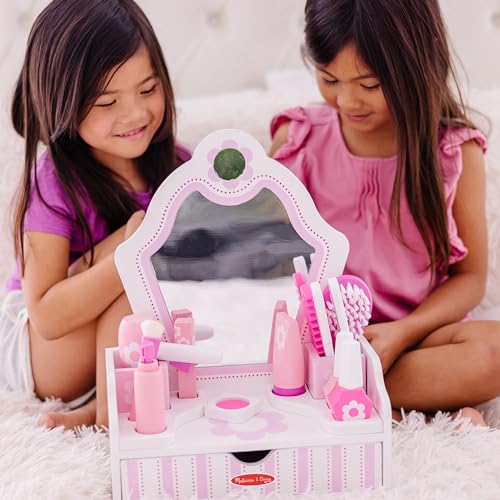Melissa & Doug Wooden Beauty Salon Play Set With Accessories (18 pcs) - Pretend Hair Salon, Toddler Makeup Vanity, Fashion Role For Kids Ages 3+ Melissa & Doug