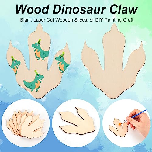 OLYCRAFT 12Pcs Wooden Dinosaur Foot Prints 3.5x3x0.3inch Unfinished Blank Wood Cutouts Slices Natural Claw Shape Unfinished Wood DIY Crafts Dinosaur OLYCRAFT