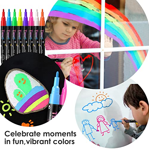 Timart Extra Fine Tip Chalk Markers (8 Pack 1mm Point), Liquid Chalk Pens - Dry Erase Marker Pens for Blackboard, Chalkboards, Windows, Glass, Timart