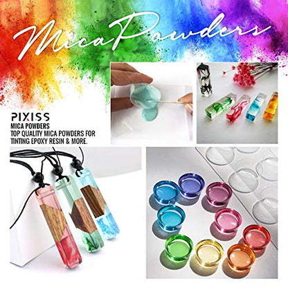 Pixiss Epoxy Resin Dye, Mica Powder, 15 Powdered Pigments Set, Soap Dye, Hand Soap Making Supplies, Eyeshadow and Lips Makeup Dye, Slime Pigment - WoodArtSupply