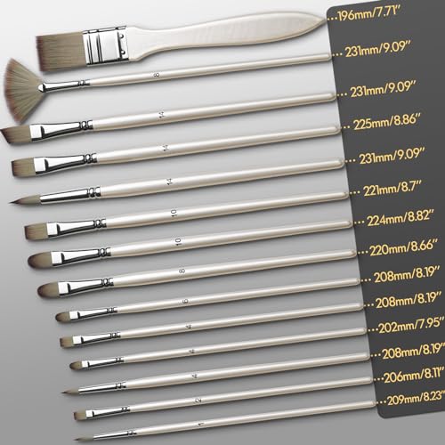 Oil Paint Brushes Acrylic Paint Brushes Artist Paint Brush Set of 15 Acrylic Set for Acrylic, Oil, Watercolor and Gouache with Painting Knife