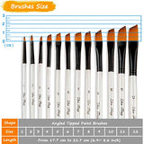 Artist Paint Brushes Set, 12pcs Professional Angular Paintbrushes for Acrylic Watercolor Oil Painting, Face Body Nail Art, Crafts, Canvas, Rock, Auhoahsil