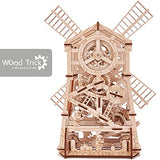 Wood Trick Windmill Rotating Mechanical Model - 3D Wooden Puzzles for Adults and Kids to Build - Engineering DIY Wooden Models for Adults to Build Wood Trick