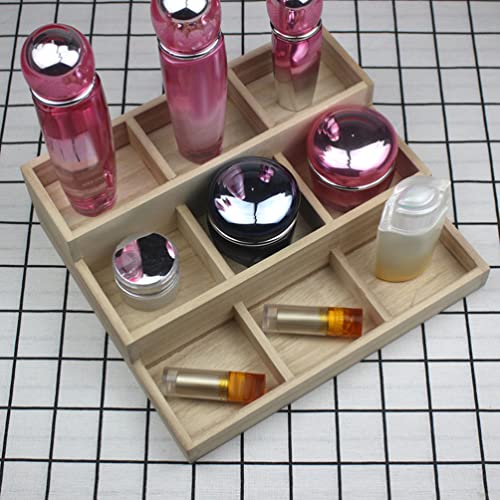 Zerodeko Wood Jewelry Tray 9 Grid Drawer Organizer Showcase Display Box Ring Earrings Holder Coffee Station Organizer Snacks Dried Fruits Platter Zerodeko