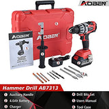AOBEN 21V Cordless Hammer Drill, High Torque 1200 In-lbs, 1/2-Inch Power Hammer Drill Brushless, with 4.0Ah Li-ion Battery and Charger, Auxiliary AOBEN