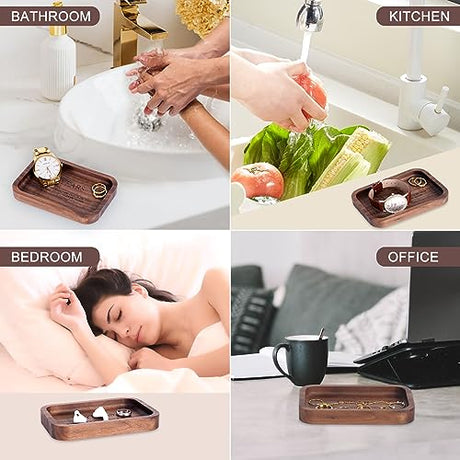 5 Years Anniversary Wood Tray Gifts for Him/Her, Wooden Engraved Ring Dish, Wood Trinket Dish Gift for Wedding Anniversary Birthday Valentines Day Booinxaa