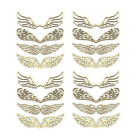 JANOU 80pcs Angel Wings Wood Slices Wooden Cutouts Unfinished Wood DIY Craft Embellishments Gift Ornaments Decoration, 2.4x1 in JANOU