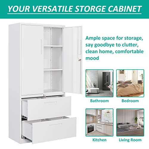 SISESOL Metal Storage Cabinet with Drawers, 71" File Cabinets for Home Office, Locking Steel Storage Cabinet with Doors and Shelves for Home, Office, SISESOL