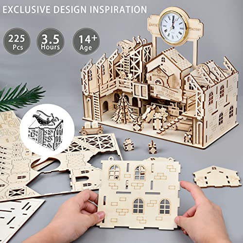 Santa's Workshop 3D Wooden Puzzle Kit - Creative Mechanical Assembly Model for Family Fun and Christmas Decor - WoodArtSupply