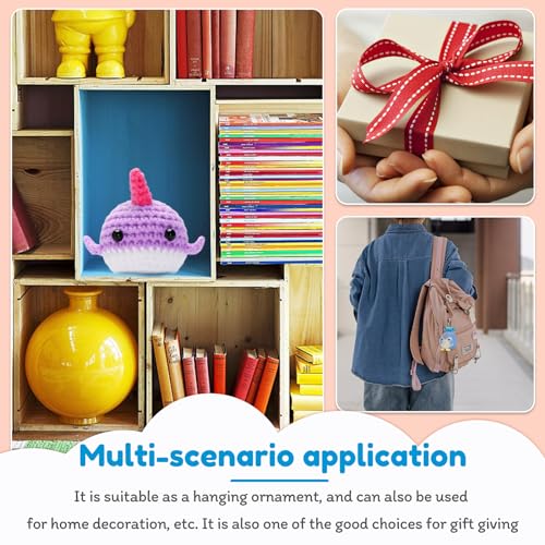 kgxulr Animal Crochet Kit, Knitting Kit for Beginner, Pink Penguin & Purple Whale Crochet Starter Kit for Complete Beginners Adults, Crocheting kgxulr