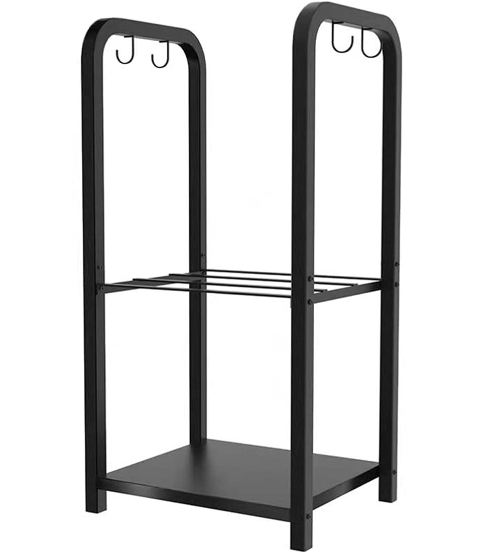 Artibear Small Firewood Rack Holder for Indoor Fireplace, 2-Tier Fire Wood Log Storage Stacker Stand for Outdoor Patio, Black Artibear