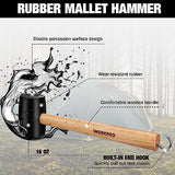 WORKPRO Tent Stakes and Hammer Set, 16oz Rubber Mallet Hammer, Wooden Handle, 10PC Heavy Duty Metal Tent Stakes and Storage Bag, DIY Woodworking, WORKPRO