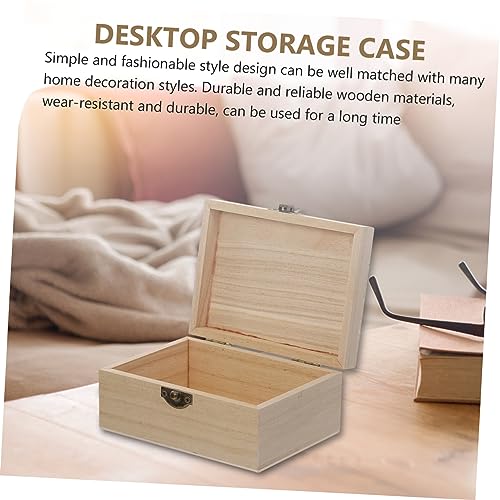 NOLITOY 18 Pcs Wooden Box with Lock Wooden Crafts Paint Brishes Mini Containers Unfinished Treasure Chest Bamboo Jewelry Organizer Wood Gift NOLITOY