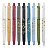 MiSiBao 0.7mm Black Ink Gel pen Refillable & Retractable Gel Ink Rolling Ball Pens Gilding process pattern gel pen (9-pack) MiSiBao