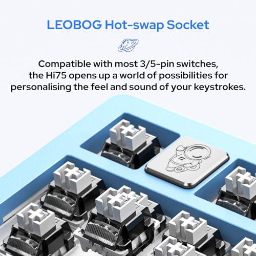 EPOMAKER x LEOBOG Hi75 Aluminum Alloy Wired Gaming Keyboard Barebones Kit, 75% Gasket-Mounted RGB Creamy Keyboard, Hot-swap Custom Mechanical