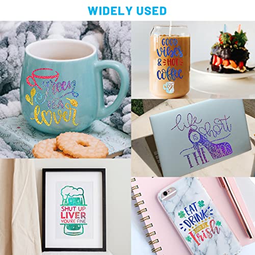 Holographic Glitter Vinyl Sheets 9 Pack Vinyl Permanent - Easy to use Adhesive Vinyl for Craft Decor,12” X 12” （Holographic Glitter） GIRAFVINYL