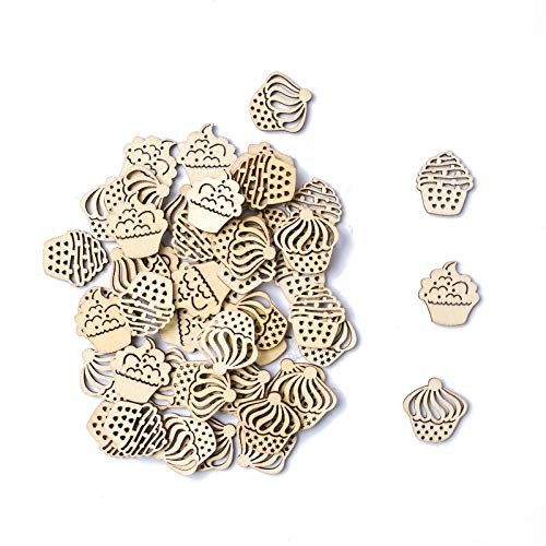 Cake Shape Wood Slices Unfinished Wood Cutout DIY Wooden Craft 100pcs - WoodArtSupply