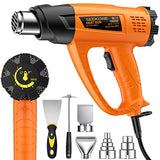 SEEKONE Heat Gun 1800W Heavy Duty Hot Air Gun Kit Variable Temp Control with 2-Temp Settings 7 Accessories 140℉~1112℉（60℃- 600℃）with Overload SEEKONE