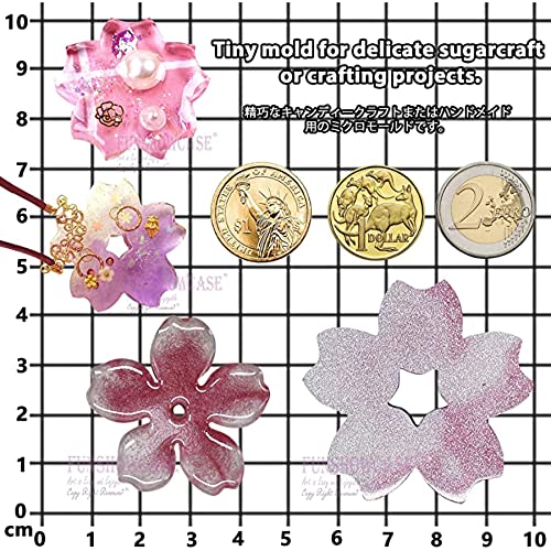 Funshowcase Cute Sakura Cherry Flower Silicone Mold Trays for Crafting, Resin Epoxy, Soap, Jewelry Making 4 in Set Bundle FUNSHOWCASE