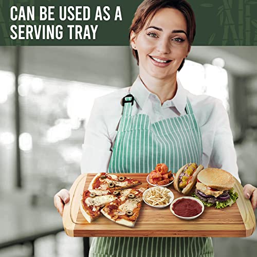 GREENER CHEF 18 Inch Extra Large Bamboo Cutting Board with Lifetime Replacements - Wood XL Cutting Boards for Kitchen - Organic Wooden Butcher Block Greener Chef