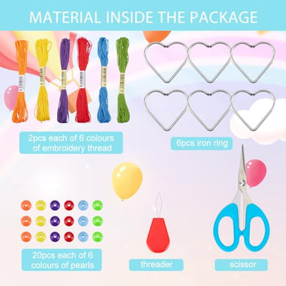 INFUNLY 6 Set DIY Small Dream Catcher Kit Rainbow Heart Dream Catchers DIY Heart Macrame Craft Kit for Hanging Decor Boho Home Charms with - WoodArtSupply