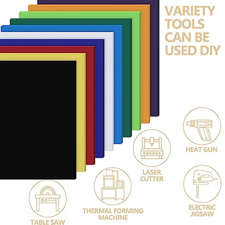 Frddiud 10 Pcs Colored Acrylic Sheets, 8 x 8 x 1/8 Inch Laser Cutting Acrylic Sheets, Cast Acrylic Sheets for DIY Projects, Crafts Art Display, Signs Frddiud