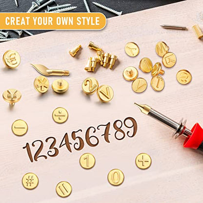 56 Pieces Wood Burning Tip Letter Wood Burning Tip Set Including Alphabet Number Symbol for Wood Burner Craft DIY Embossing Carving Wood Burning - WoodArtSupply