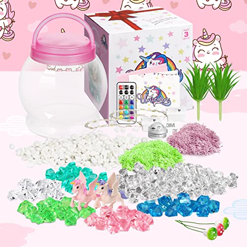 DIY Light-Up Unicorn Terrarium Kit for Kids,3 Light Modes Unicorn Toys & Activities Kits Presents,Arts & Crafts Unicorns Gift for Girls Age 4 5 6 7