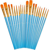 Soucolor Acrylic Paint Brushes Set, 20Pcs Round Pointed Tip Artist Paintbrushes for Acrylic Painting Oil Watercolor Canvas Boards Rock Body Face Nail Soucolor
