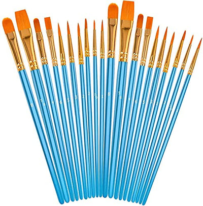 Soucolor Acrylic Paint Brushes Set, 20Pcs Round Pointed Tip Artist Paintbrushes for Acrylic Painting Oil Watercolor Canvas Boards Rock Body Face Nail